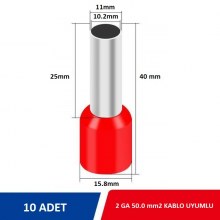 2 GA Kablo İçin Oto Amfi ve Blok Giriş Ucu 10 Adet